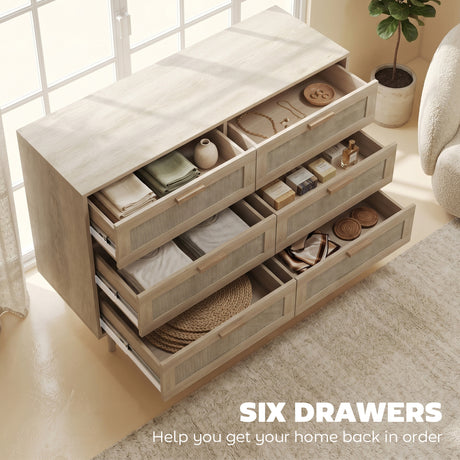 Wooden Chest Of 6 Drawers 110cm Wide - Velmora