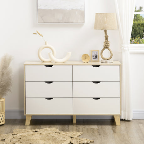 Wooden Chest Of 6 Drawers 120cm Wide - Velmora