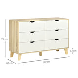 Wooden Chest Of 6 Drawers 120cm Wide - Velmora