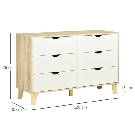 Wooden Chest Of 6 Drawers 120cm Wide - Velmora