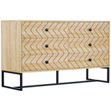 Wooden Chest Of 6 Drawers 120cm Wide With Metal Frame - Velmora