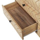 Wooden Chest Of 6 Drawers 120cm Wide With Metal Frame - Velmora