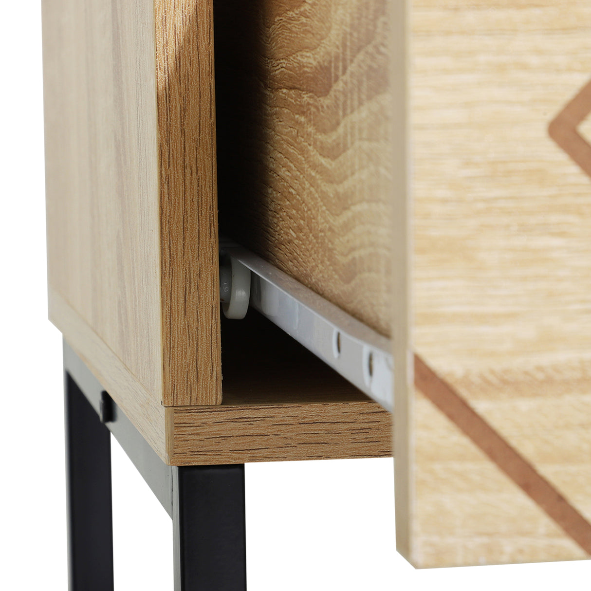 Wooden Chest Of 6 Drawers 120cm Wide With Metal Frame - Velmora