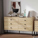 Wooden Chest Of 6 Drawers 120cm Wide With Metal Frame - Velmora