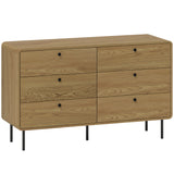 Wooden Chest Of 6 Drawers 120cm Wide With Steel Legs - Velmora