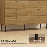 Wooden Chest Of 6 Drawers 120cm Wide With Steel Legs - Velmora