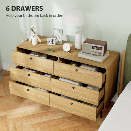 Wooden Chest Of 6 Drawers 120cm Wide With Steel Legs - Velmora