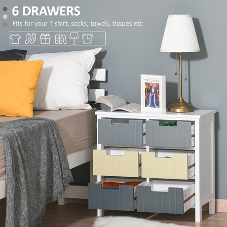 Wooden Chest Of 6 Drawers 62cm Wide - Velmora