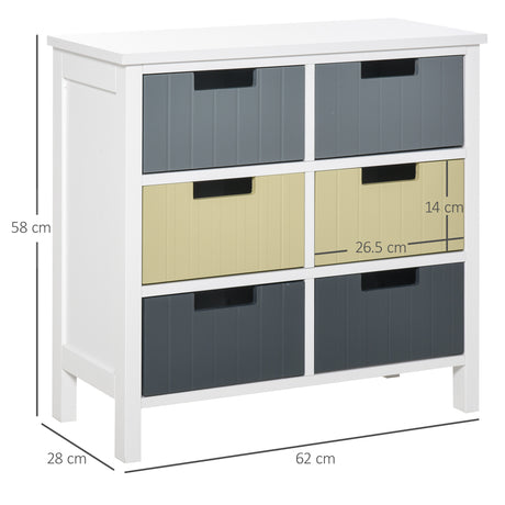Wooden Chest Of 6 Drawers 62cm Wide - Velmora