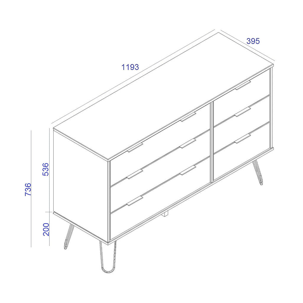 Wooden Chest Of 6 Drawers - Augusta
