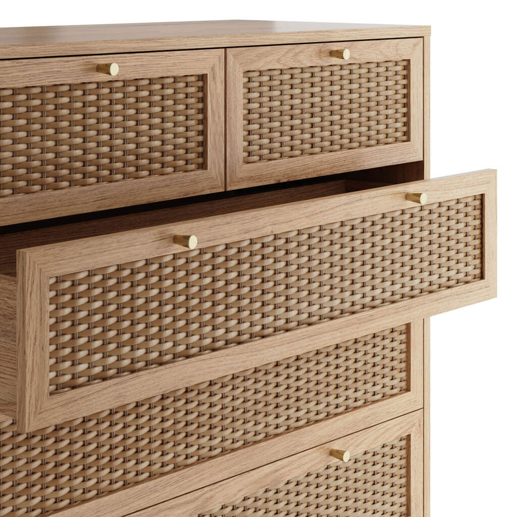 Wooden Chest Of 6 Drawers - Bordeaux