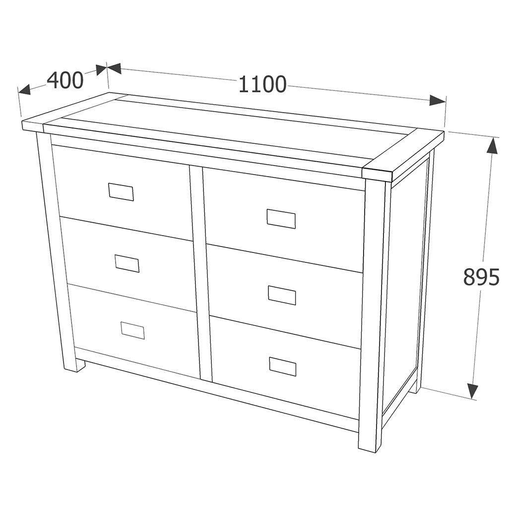 Wooden Chest Of 6 Drawers - Boston