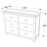 Wooden Chest Of 6 Drawers - Boston