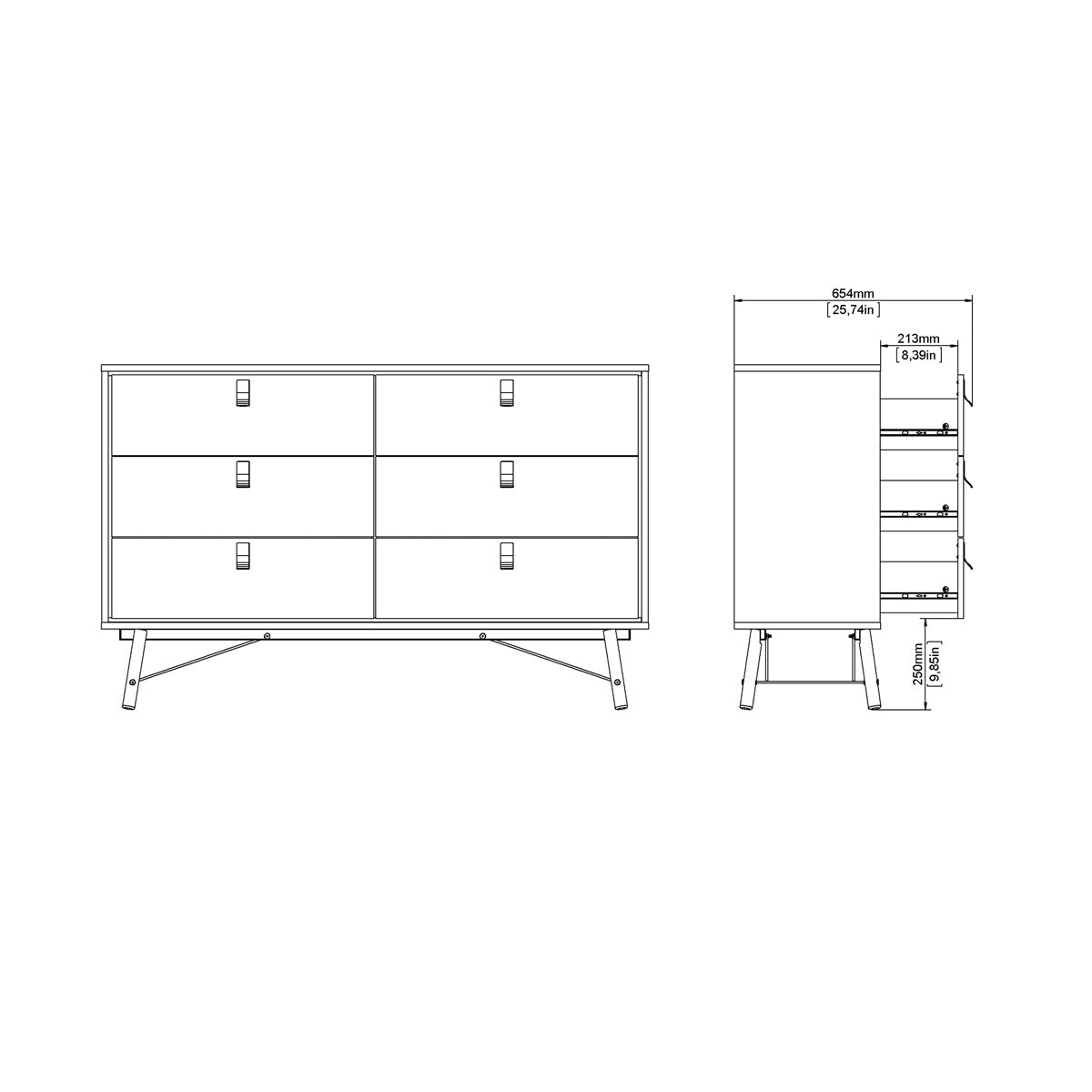 Wooden Chest Of 6 Drawers Double Dresser - Ry
