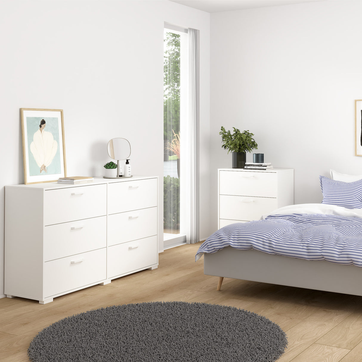 Wooden Chest Of 6 Drawers Double Dresser - Sofia