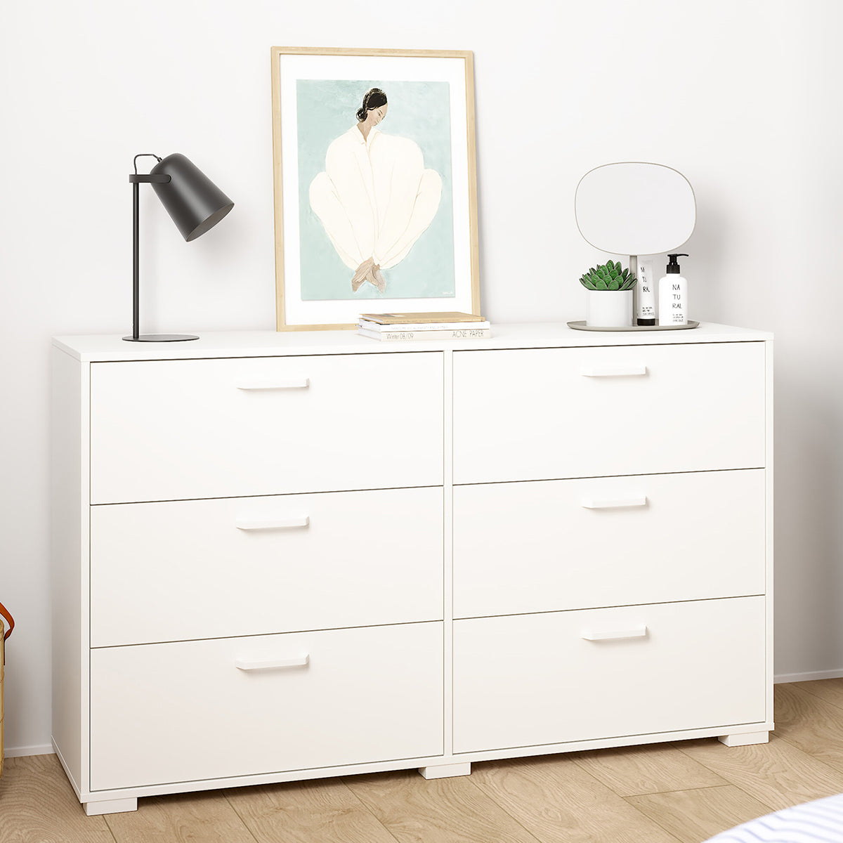 Wooden Chest Of 6 Drawers Double Dresser - Sofia