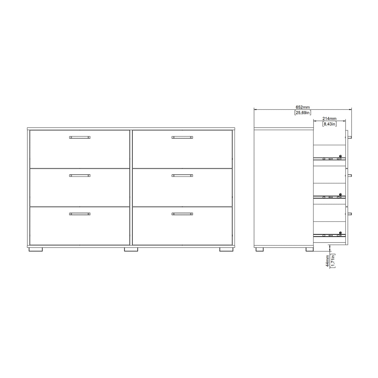 Wooden Chest Of 6 Drawers Double Dresser - Sofia