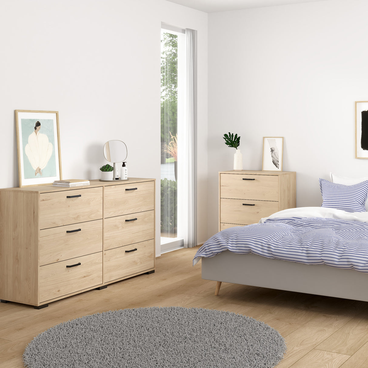 Wooden Chest Of 6 Drawers Double Dresser - Sofia