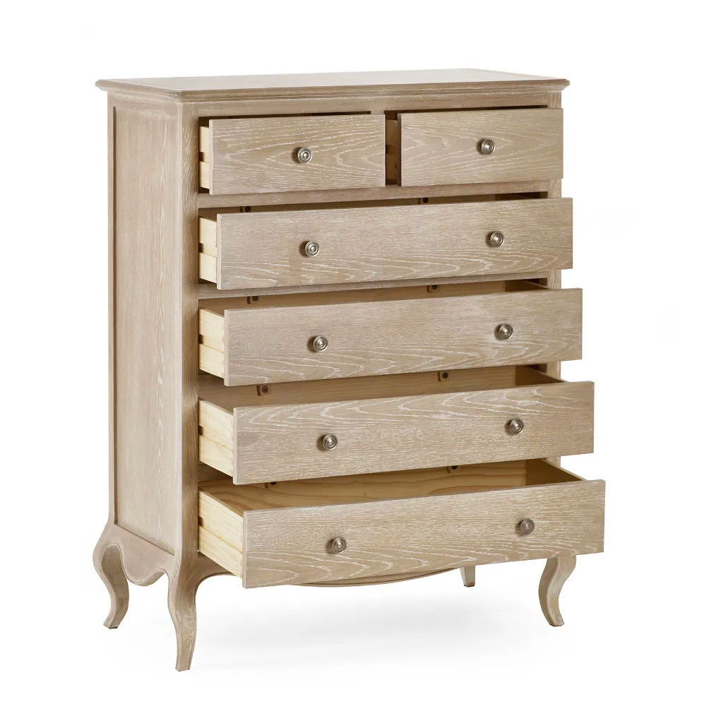 Wooden Chest Of 6 Drawers Narrow - Camille