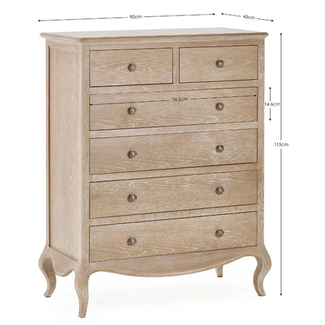 Wooden Chest Of 6 Drawers Narrow - Camille