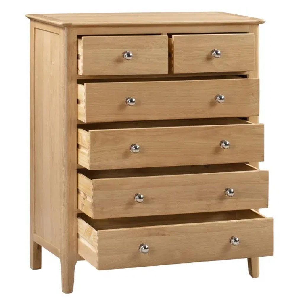 Wooden Chest Of 6 Drawers Narrow - Cotswold