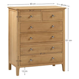 Wooden Chest Of 6 Drawers Narrow - Cotswold