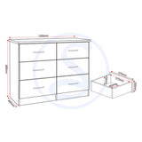 Wooden Chest Of 6 Drawers - Nevada