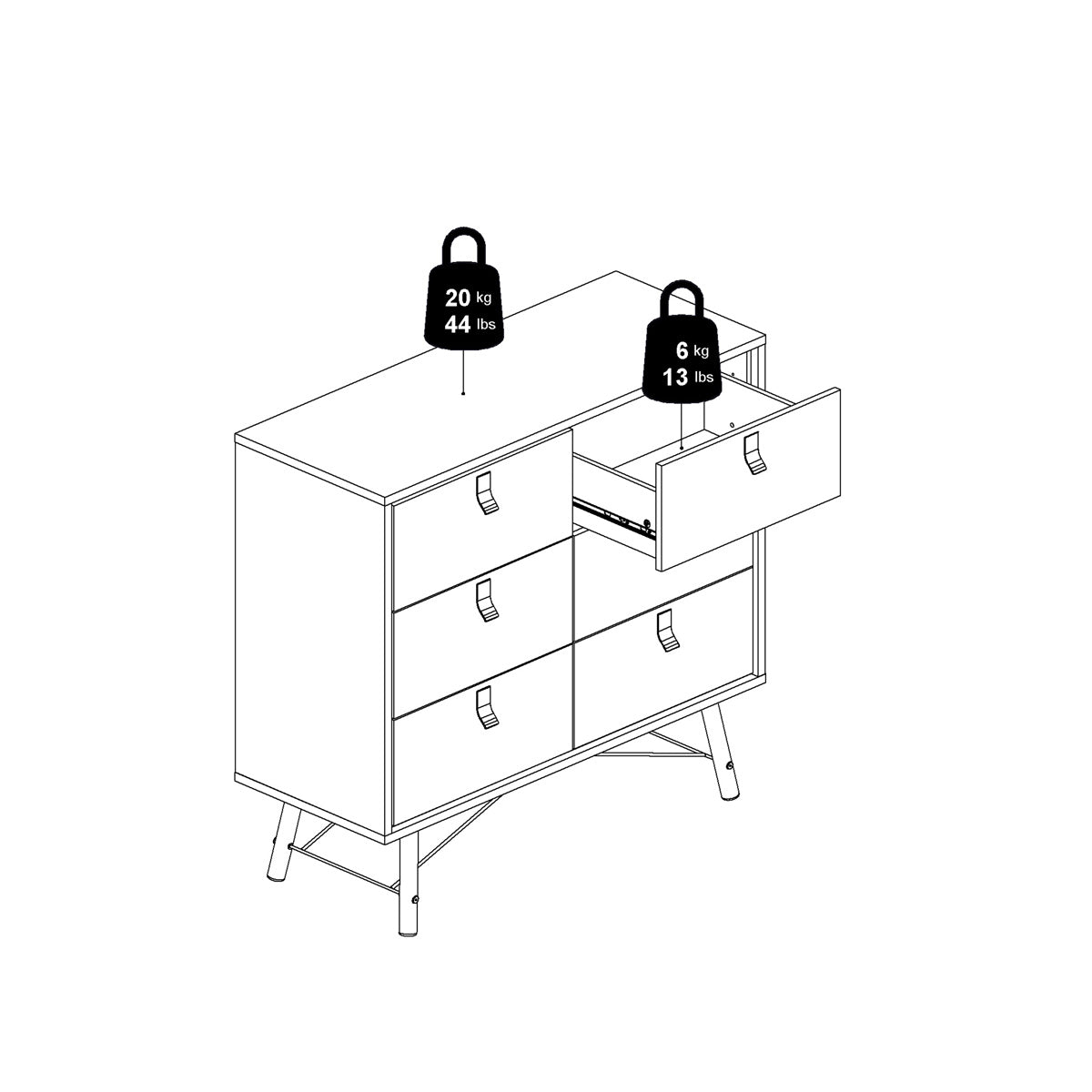 Wooden Chest Of 6 Drawers - Ry