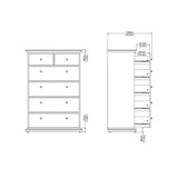 Wooden Chest Of 6 Drawers Tall - Paris