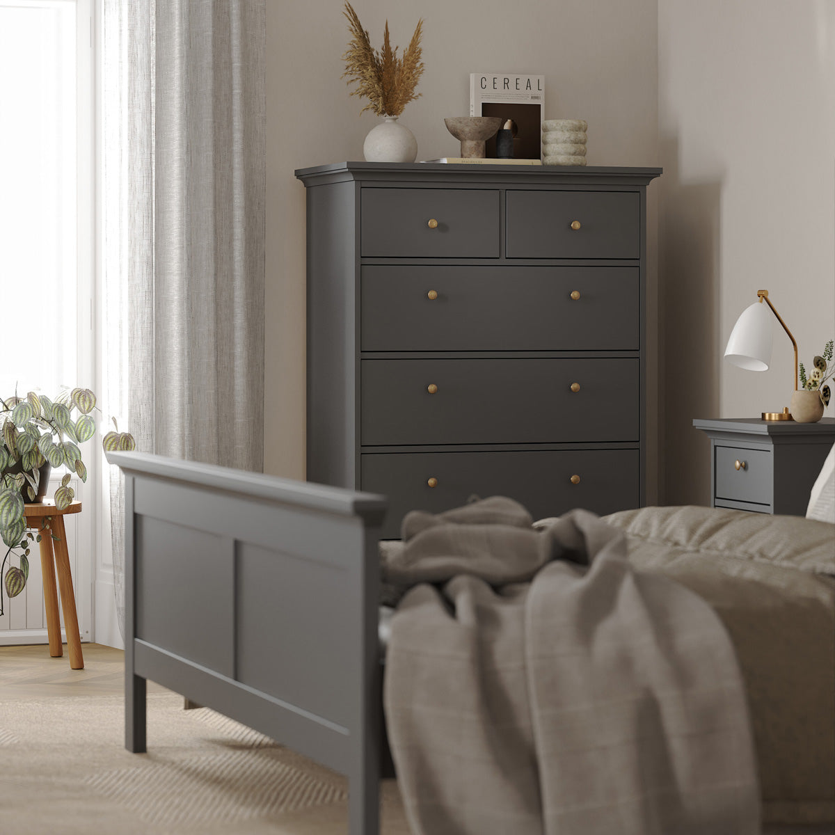 Wooden Chest Of 6 Drawers Tall - Paris