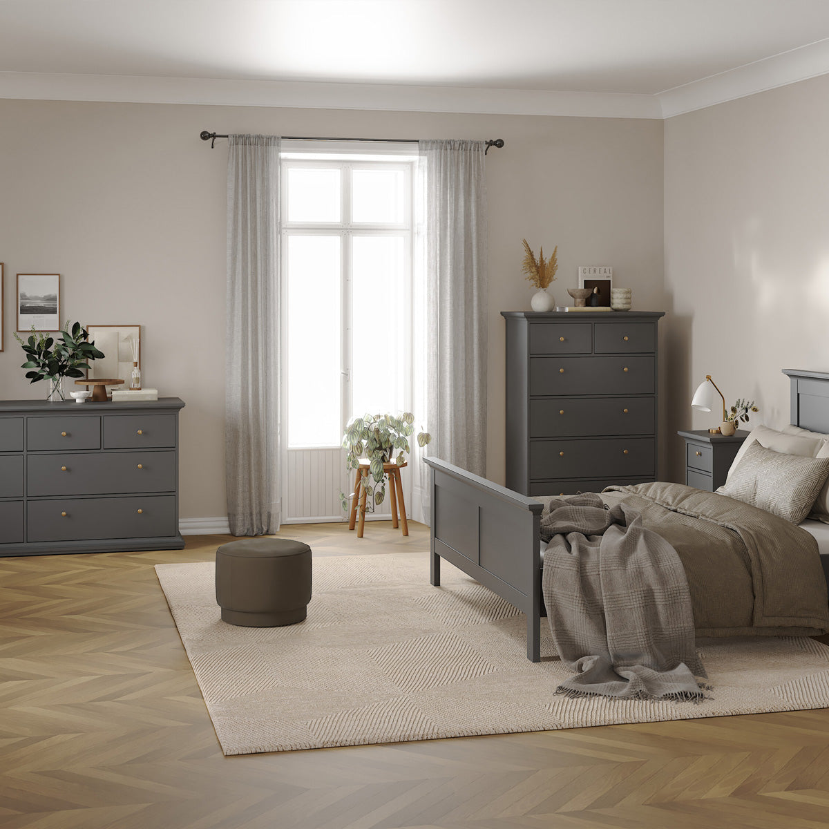 Wooden Chest Of 6 Drawers Tall - Paris