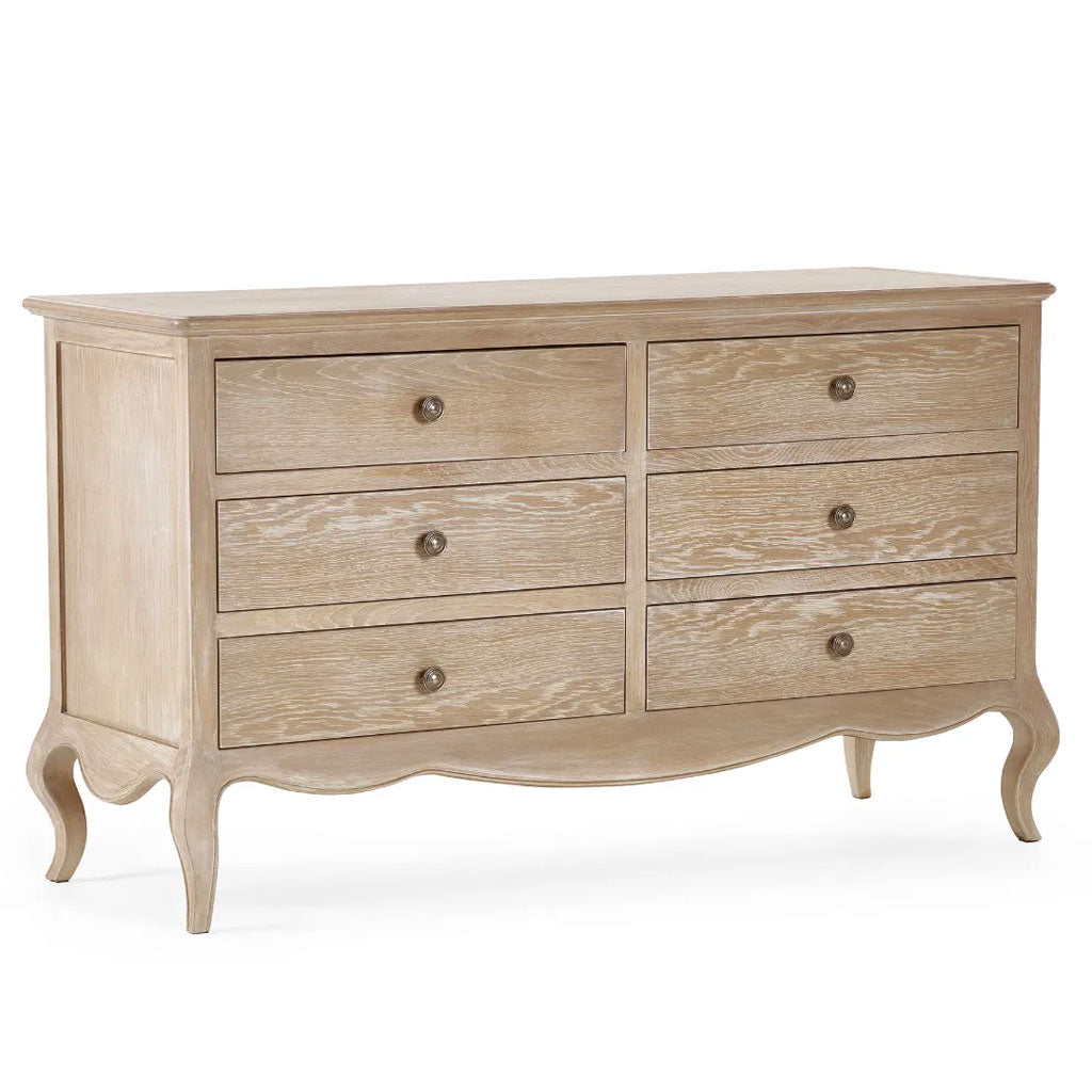 Wooden Chest Of 6 Drawers Wide - Camille