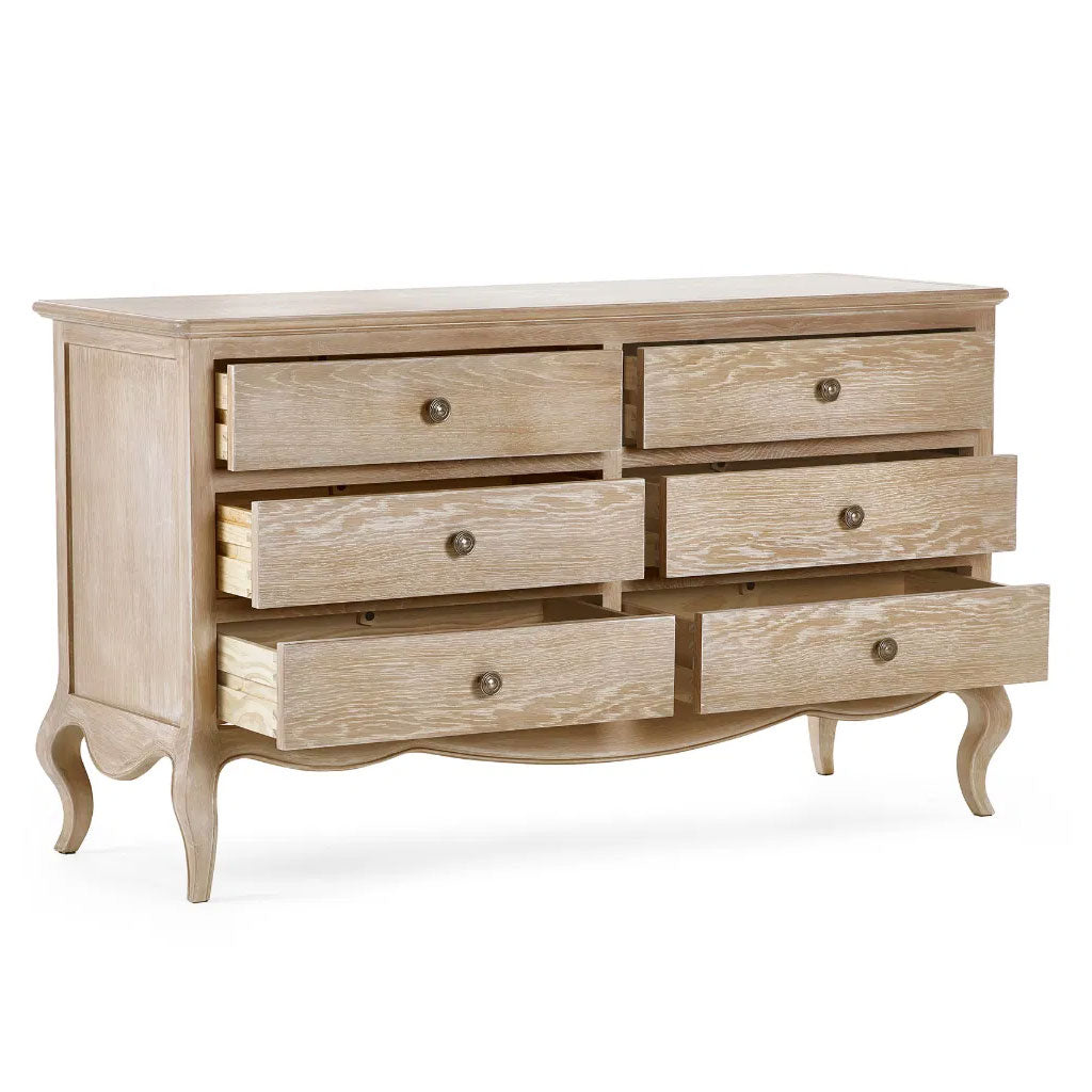 Wooden Chest Of 6 Drawers Wide - Camille