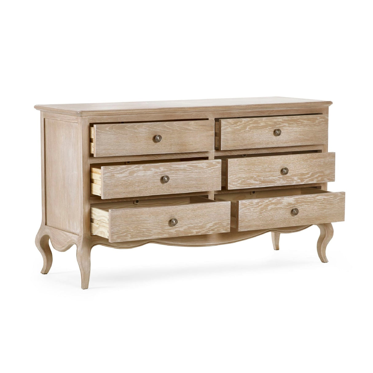 Wooden Chest Of 6 Drawers Wide - Camille