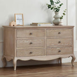 Wooden Chest Of 6 Drawers Wide - Camille