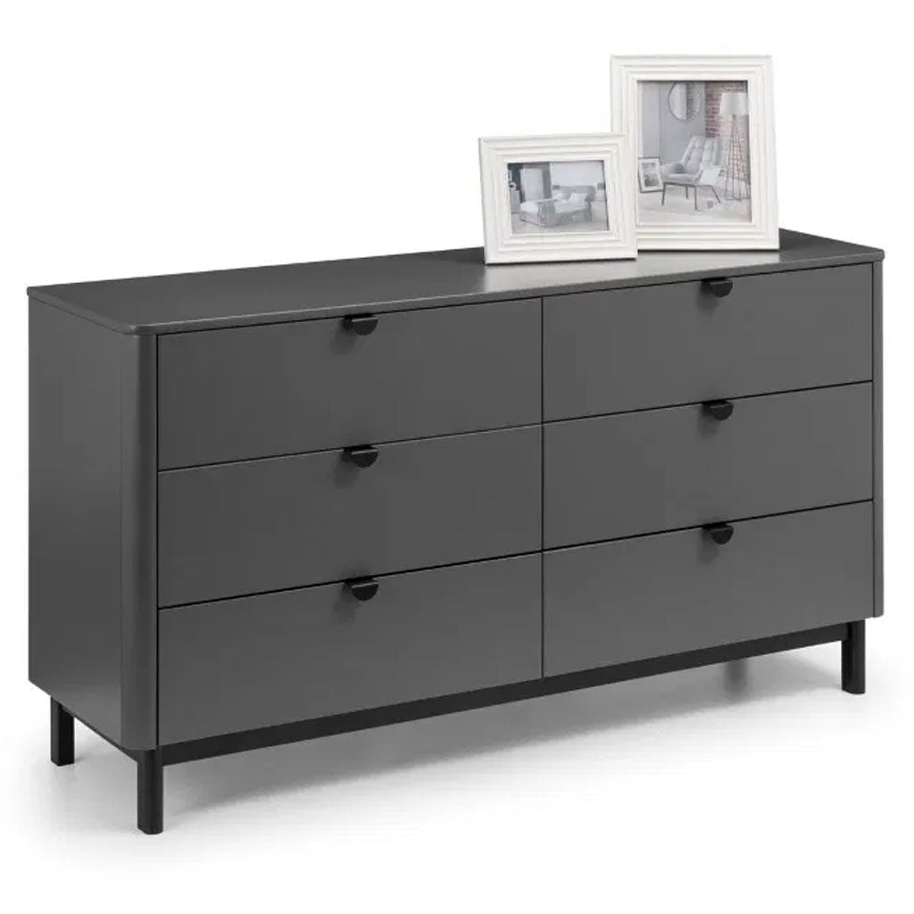 Wooden Chest Of 6 Drawers Wide - Chloe