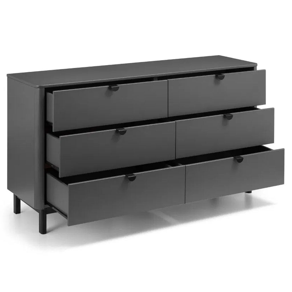 Wooden Chest Of 6 Drawers Wide - Chloe