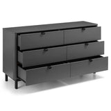 Wooden Chest Of 6 Drawers Wide - Chloe