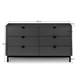 Wooden Chest Of 6 Drawers Wide - Chloe