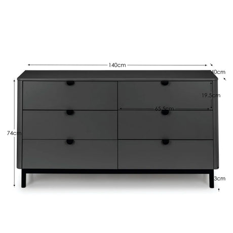 Wooden Chest Of 6 Drawers Wide - Chloe