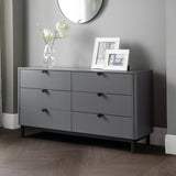 Wooden Chest Of 6 Drawers Wide - Chloe