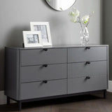 Wooden Chest Of 6 Drawers Wide - Chloe