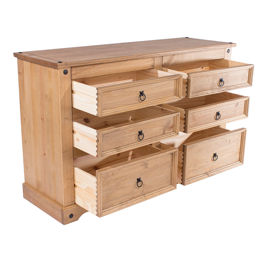 Wooden Chest Of 6 Drawers Wide - Corona