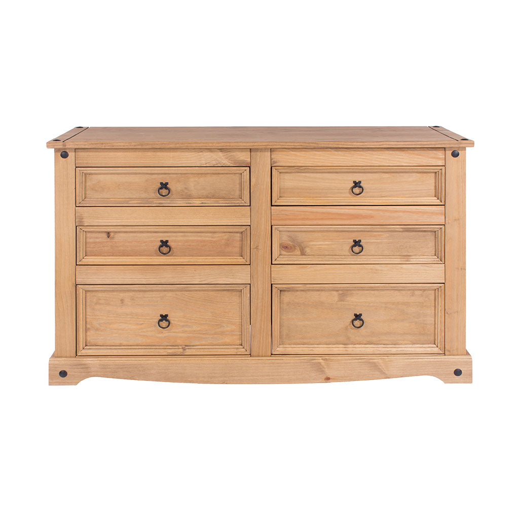 Wooden Chest Of 6 Drawers Wide - Corona