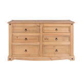 Wooden Chest Of 6 Drawers Wide - Corona