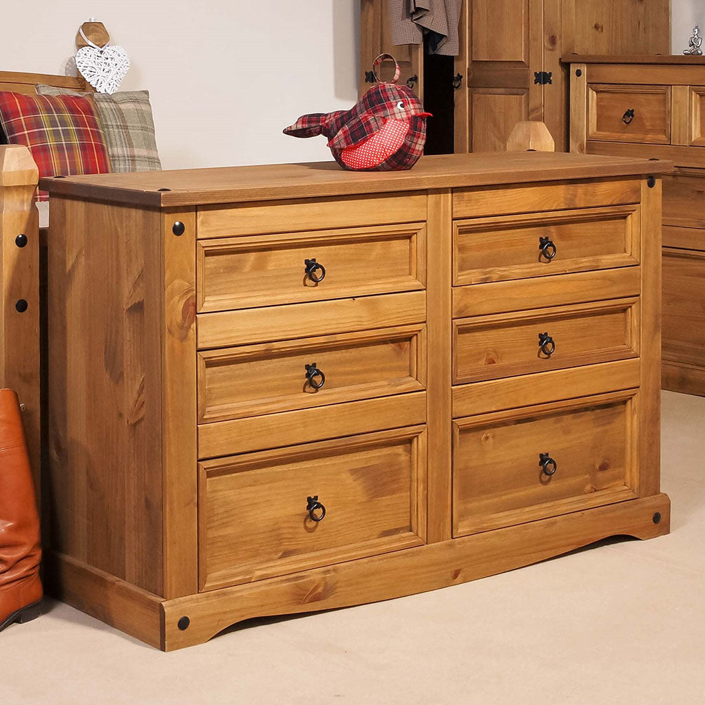 Wooden Chest Of 6 Drawers Wide - Corona