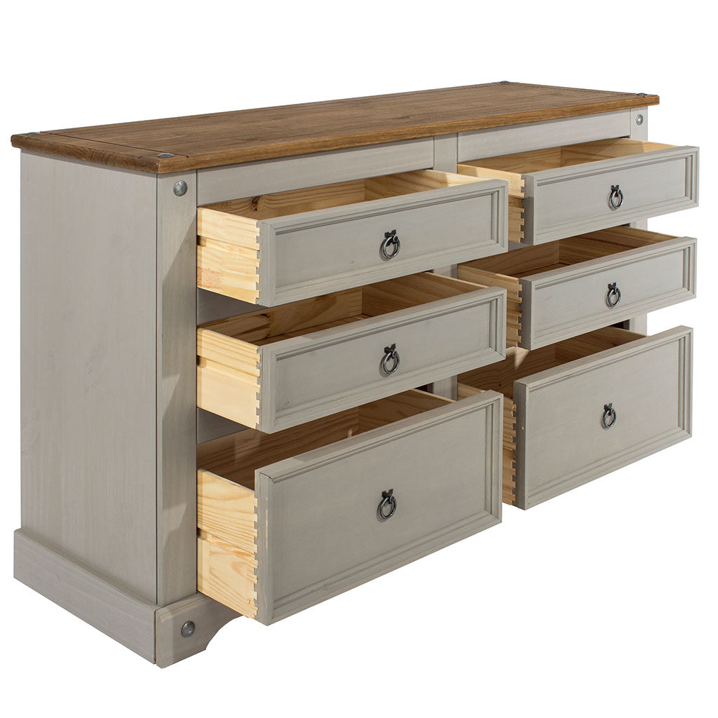 Wooden Chest Of 6 Drawers Wide - Corona