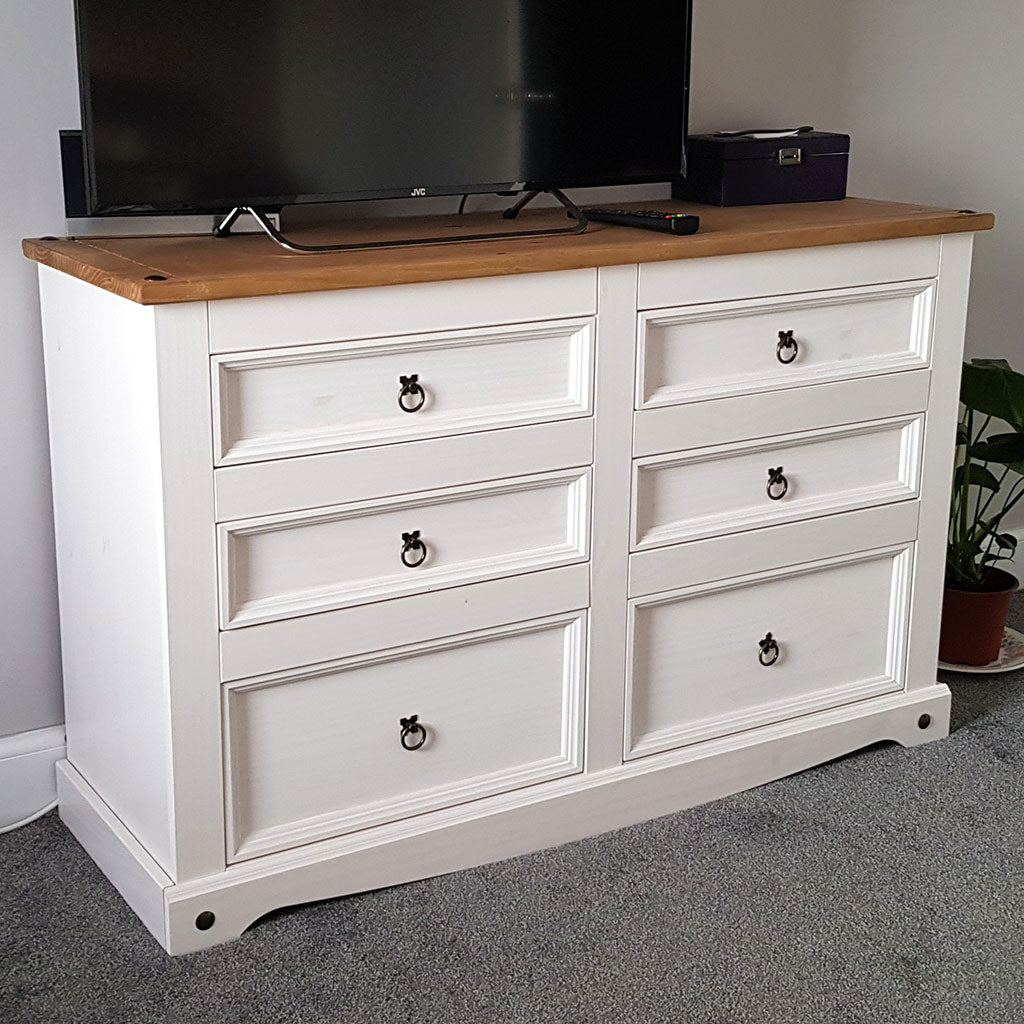 Wooden Chest Of 6 Drawers Wide - Corona