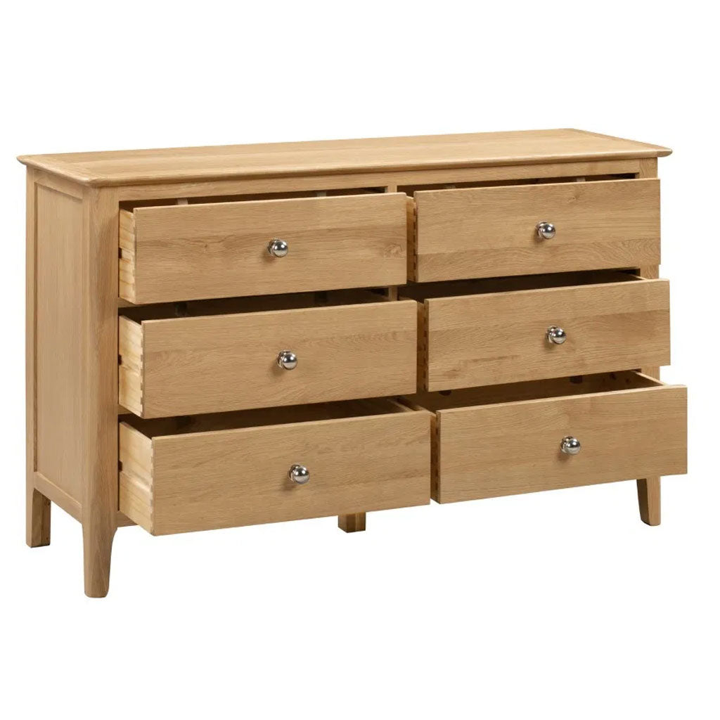 Wooden Chest Of 6 Drawers Wide - Cotswold