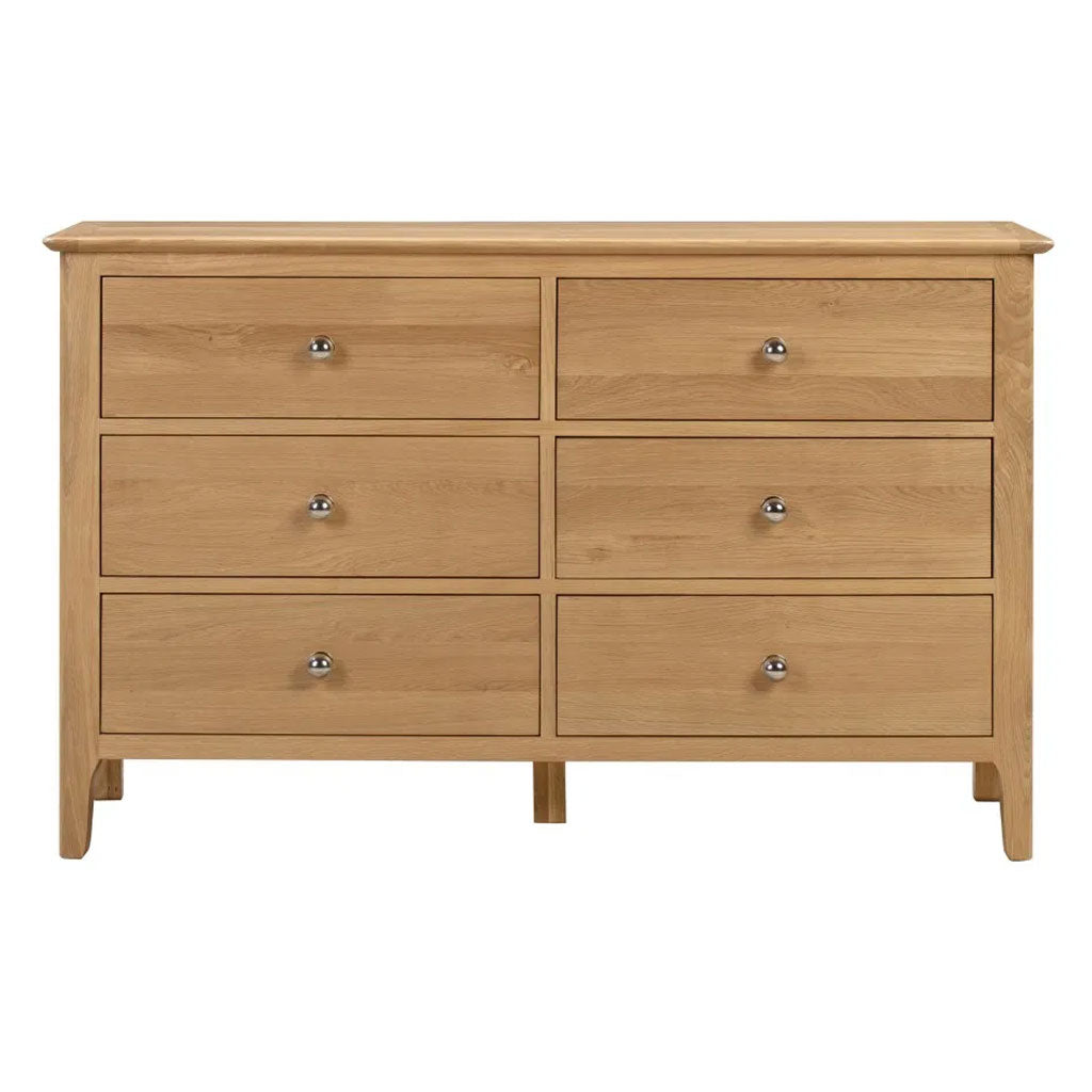 Wooden Chest Of 6 Drawers Wide - Cotswold